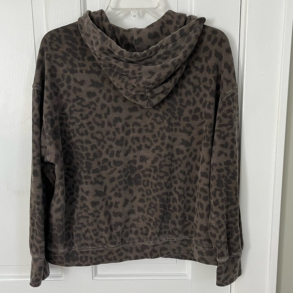 Anthropologie Sundry Leopard Print Cozy Hoodie Sweatshirt Size S Athleisure - Picture 8 of 15